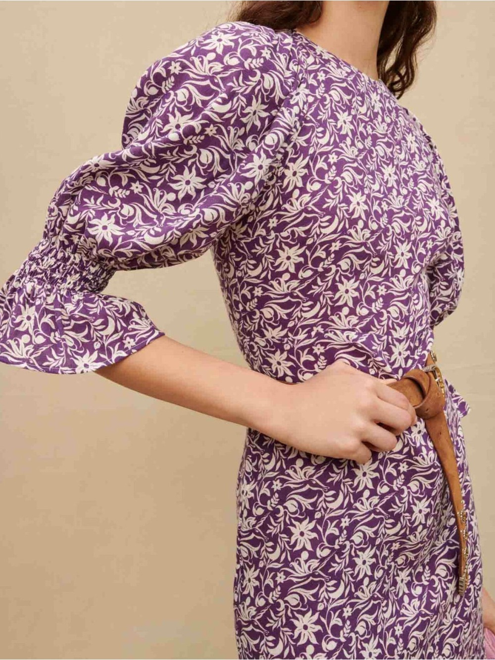 Maje Purple Linen Mini Dress